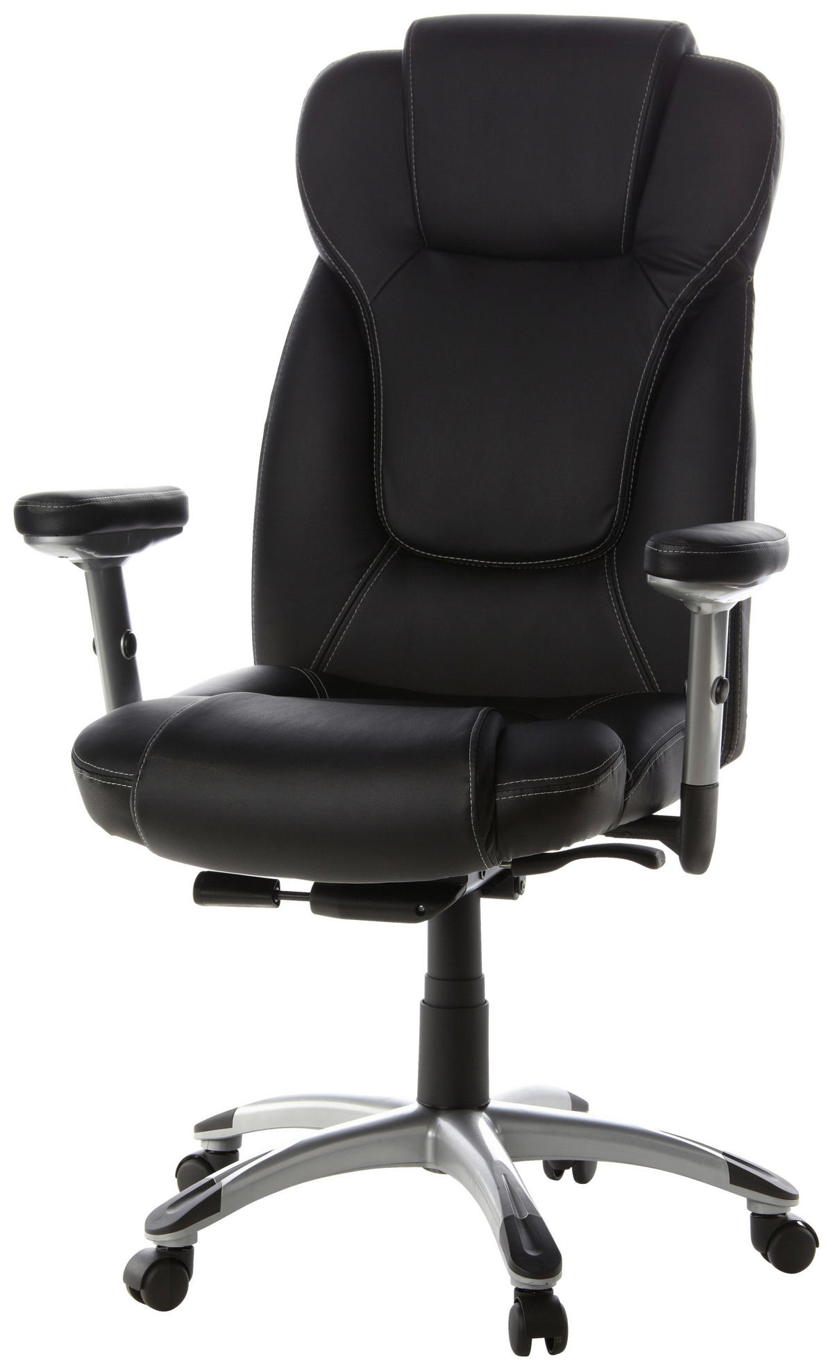 CHEFSESSEL  in Lederlook Schwarz, Silberfarben  - Silberfarben/Schwarz, MODERN, Kunststoff/Textil (63/131/53cm) - MID.YOU
