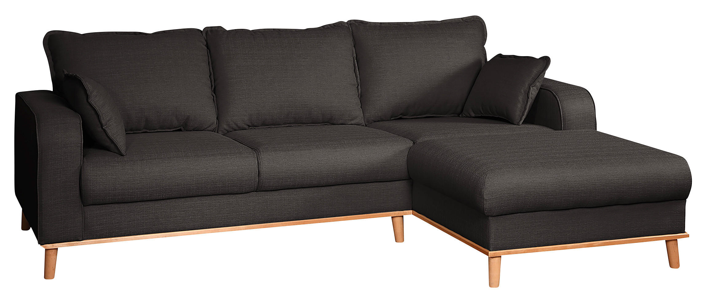 ECKSOFA Beata Dunkelgrau Mikrofaser  - Wengefarben/Dunkelgrau, Design, Holz/Textil (230/150cm) - Livetastic