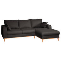 ECKSOFA Beata Dunkelgrau Mikrofaser  - Wengefarben/Dunkelgrau, Design, Holz/Textil (230/150cm) - Livetastic