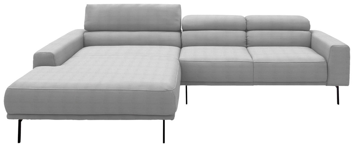 ECKSOFA Cord Hellgrau  - Hellgrau/Schwarz, Design, Textil/Metall (215-217/293cm) - Schöner Wohnen
