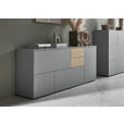 SIDEBOARD 184/74/41 cm  in Grau, Eichefarben  - Eichefarben/Schwarz, Design, Holzwerkstoff/Kunststoff (184/74/41cm) - Voleo