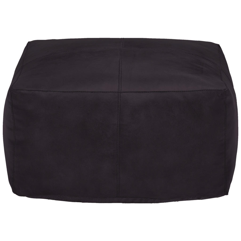 Thumbnail - Livetastic Pouf, Schwarz, Leder, Echtleder, Büffelleder, 13 L, Füllung: Baumwolle (recycelt), 60x35x60 cm, Indoor, Wohnz...