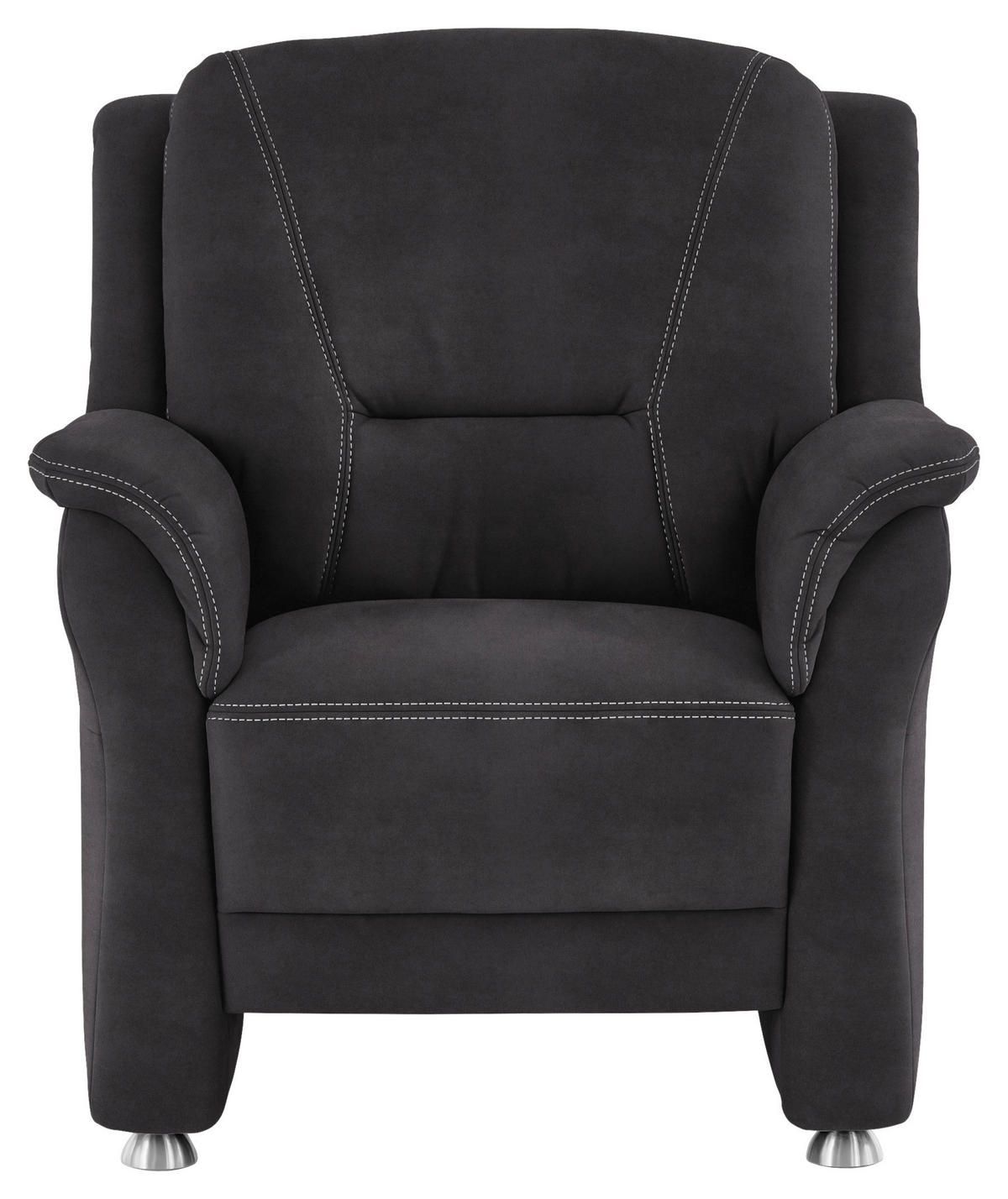 SESSEL in Mikrofaser Anthrazit  - Anthrazit/Beige, Konventionell, Textil/Metall (90/100/92cm) - Beldomo Comfort