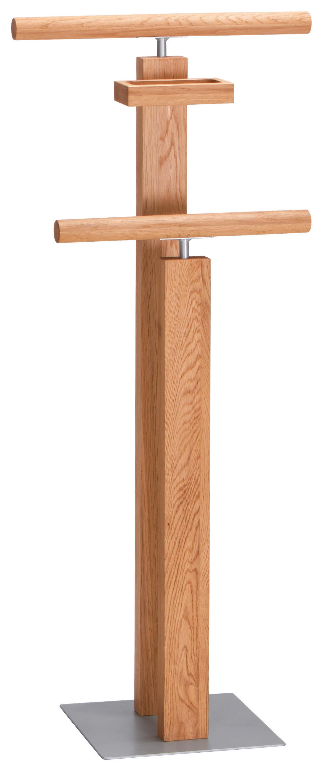 HERRENDIENER - Eichefarben/Alufarben, KONVENTIONELL, Holz/Metall (45/107/28cm) - Hasena