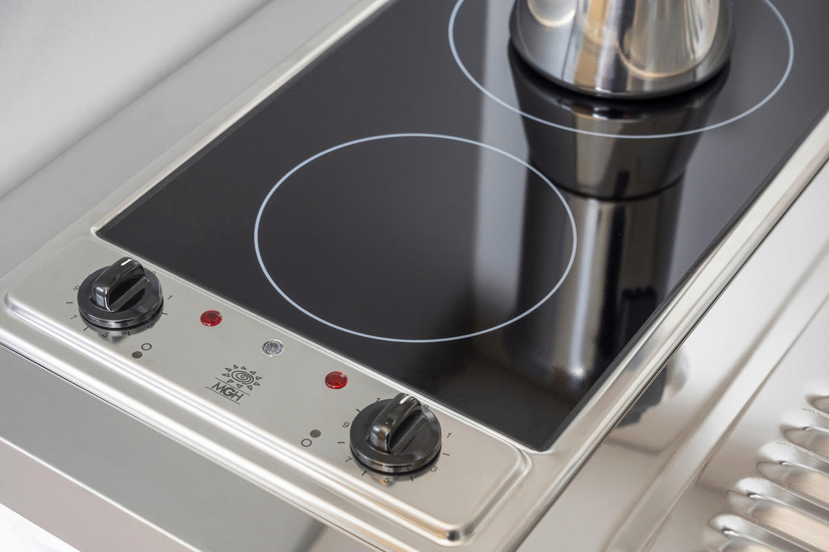 SCHRANKKÜCHE 104/193/67 cm  Grau  - Weiss/Edelstahlfarben, Modern, Holzwerkstoff/Metall (104/193/67cm) - Respekta