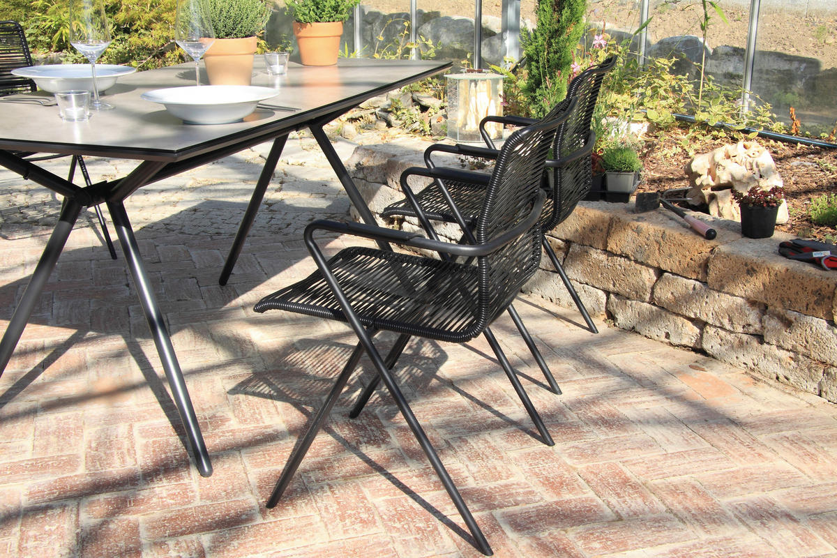 GARTENGARNITUR Stahl  - Taupe/Anthrazit, Basics, Glas/Kunststoff (80/75/160cm) - Acamp