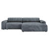ECKSOFA Blaugrau Cord  - Blaugrau/Schwarz, Design, Kunststoff/Textil (292/178cm) - home24