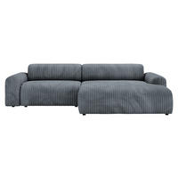 ECKSOFA in Cord Blaugrau  - Blaugrau/Schwarz, Design, Kunststoff/Textil (292/178cm) - Livetastic