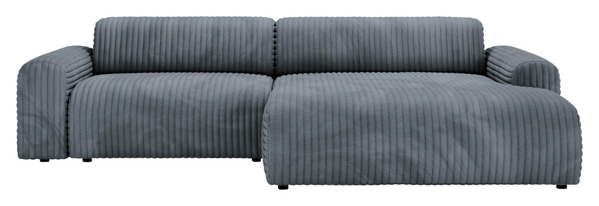 ECKSOFA in Cord Blaugrau  - Blaugrau/Schwarz, Design, Kunststoff/Textil (292/178cm) - Livetastic