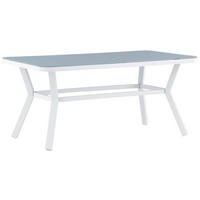 GARTENTISCH 160/90/74 cm Metall, Glas rechteckig  - Weiß/Grau, KONVENTIONELL, Glas/Metall (160/90/74cm) - Gardenson