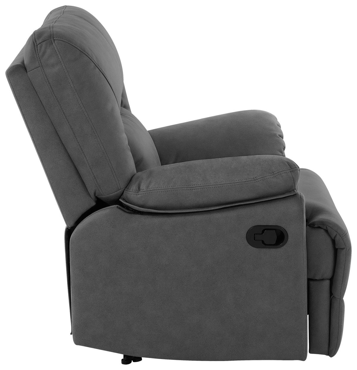 RELAXSESSEL Mikrofaser    - Schwarz/Grau, KONVENTIONELL, Textil/Metall (89/99.5/94cm) - Livetastic