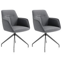 STUHL-SET 2 Stück  in Stahl Lederlook  - Schwarz/Grau, MODERN, Textil/Metall (62/96/60cm) - MID.YOU
