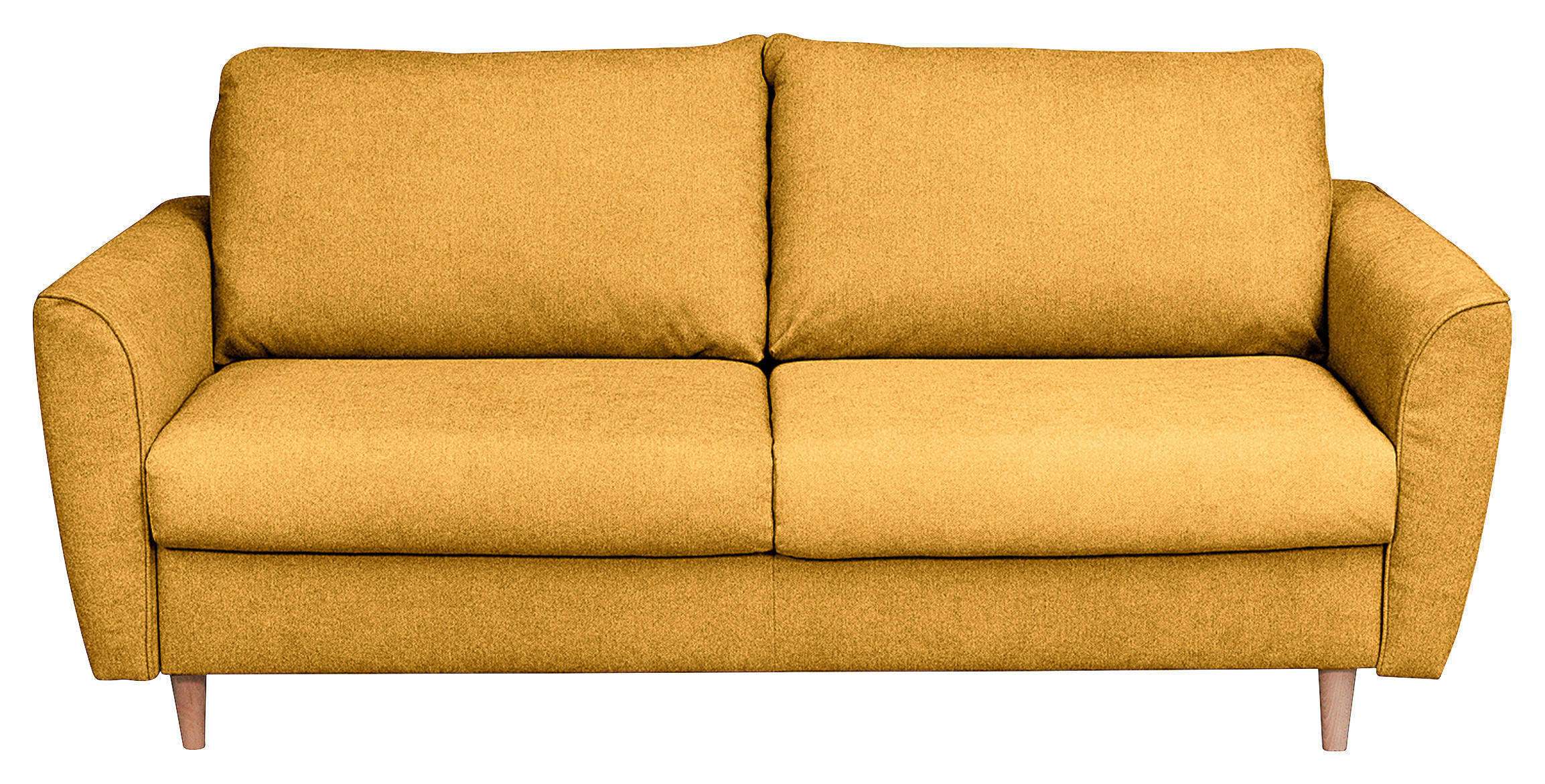 SCHLAFSOFA Flachgewebe Senfgelb  - Buchefarben/Senfgelb, Design, Holz/Textil (195/90/102cm) - Livetastic