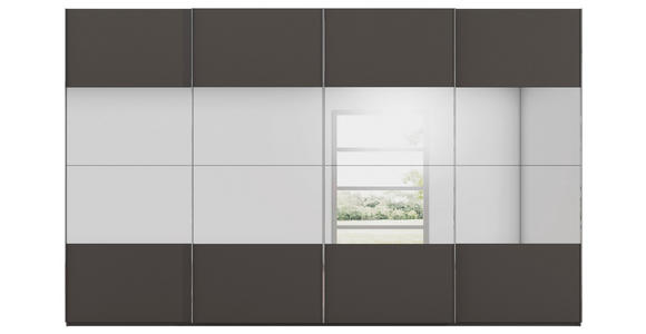 SCHWEBETÜRENSCHRANK  in Graphitfarben  - Chromfarben/Graphitfarben, Design, Glas/Holzwerkstoff (361/223/68cm) - Novel