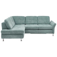 ECKSOFA  in Webstoff Türkis  210/242 cm  - Türkis/Chromfarben, KONVENTIONELL, Textil/Metall (210/242cm) - Beldomo Style