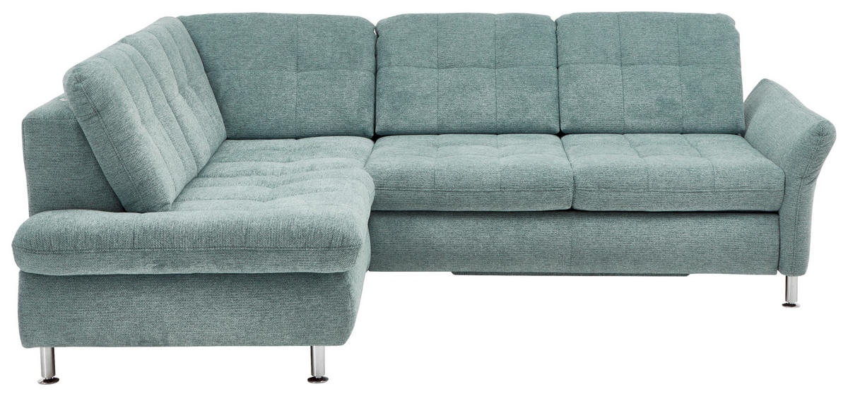 ECKSOFA  in Webstoff Türkis  210/242 cm  - Türkis/Chromfarben, KONVENTIONELL, Textil/Metall (210/242cm) - Beldomo Style