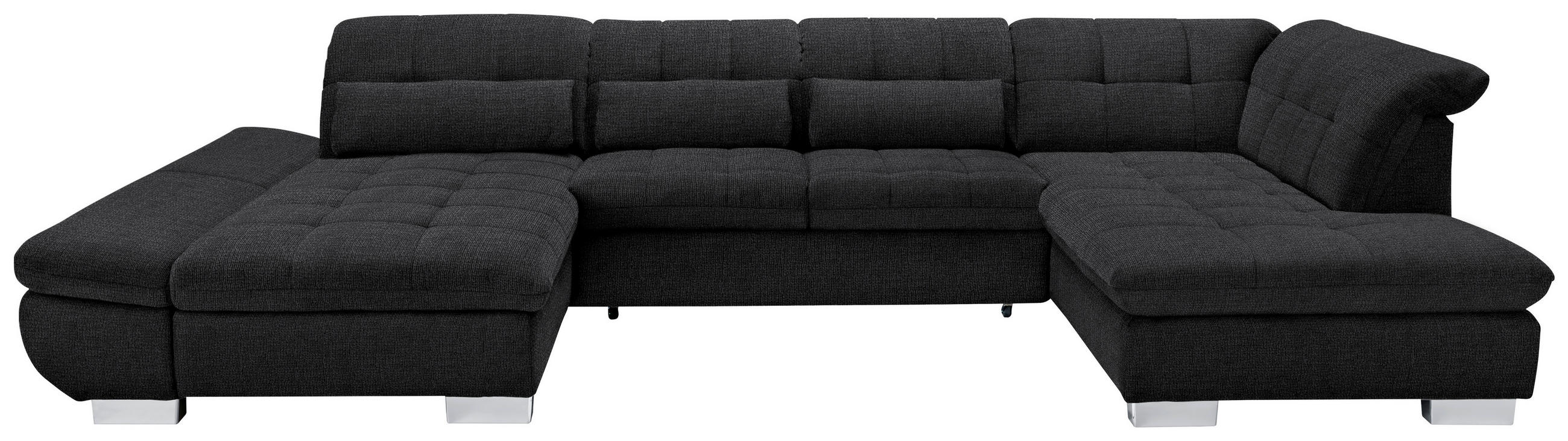 WOHNLANDSCHAFT in Mikrofaser Graphitfarben  - Chromfarben/Graphitfarben, Design, Kunststoff/Textil (204/350/211cm) - Xora