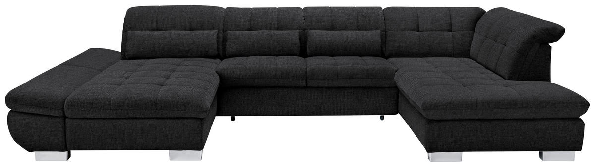 WOHNLANDSCHAFT in Mikrofaser Graphitfarben  - Chromfarben/Graphitfarben, Design, Kunststoff/Textil (204/350/211cm) - Xora