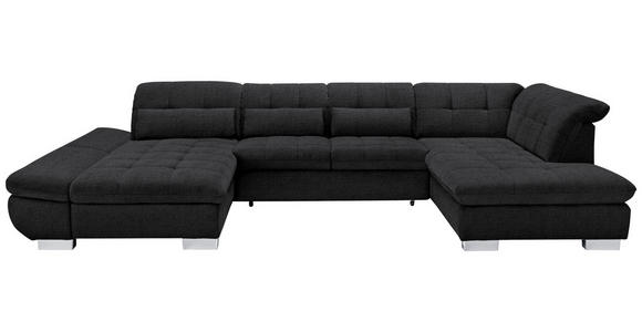 WOHNLANDSCHAFT  in Mikrofaser Graphitfarben  - Chromfarben/Graphitfarben, Design, Kunststoff/Textil (204/350/211cm) - Xora