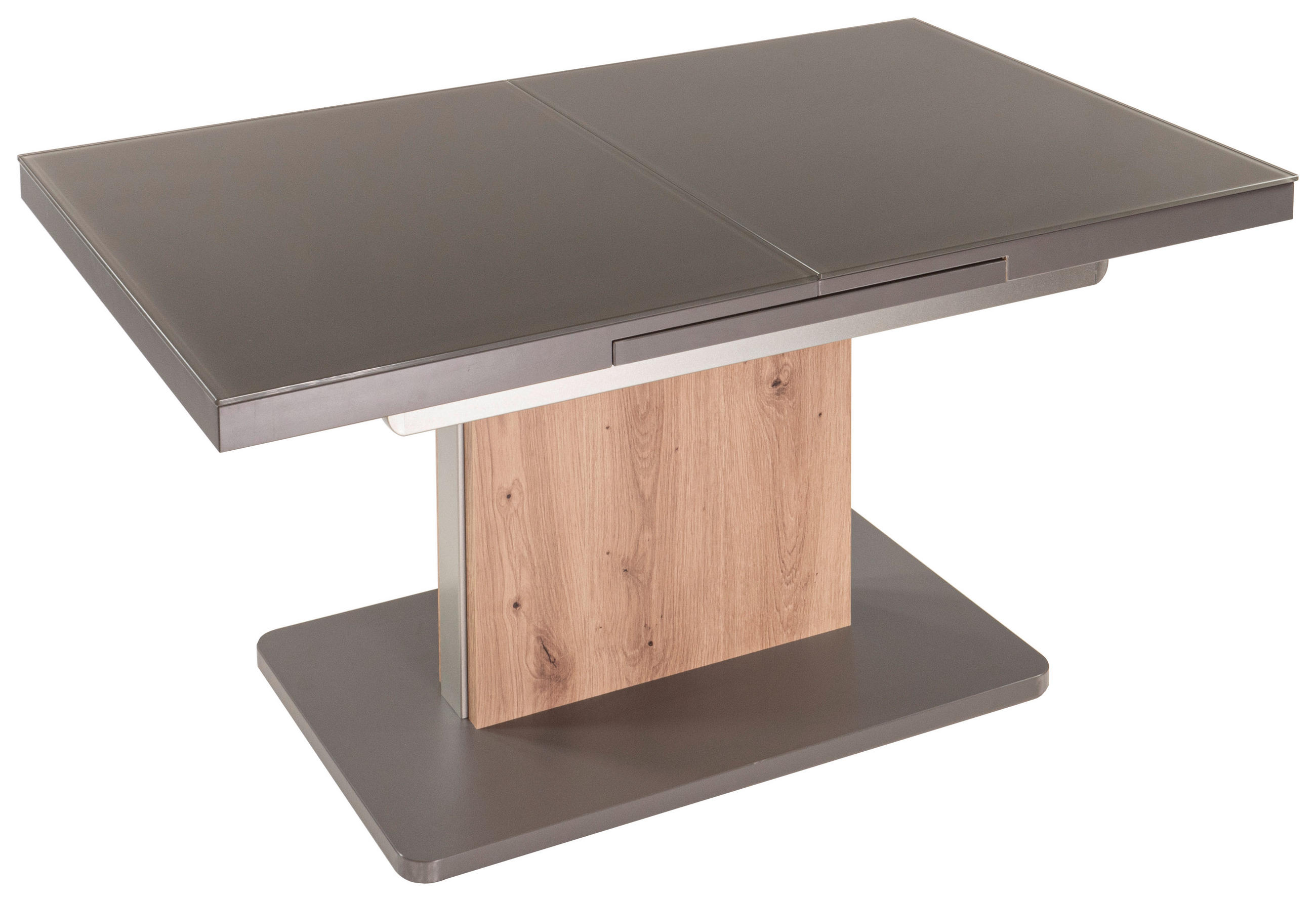 COUCHTISCH ESG 110-150/65/55-74 cm rechteckig Eiche Artisan, Silberfarben, Grau  - Silberfarben/Eiche Artisan, Design, Glas/Holzwerkstoff (110-150/65/55-74cm)