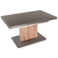 COUCHTISCH ESG 110-150/65/55-74 cm rechteckig Eiche Artisan, Silberfarben, Grau  - Silberfarben/Eiche Artisan, Design, Glas/Holzwerkstoff (110-150/65/55-74cm)