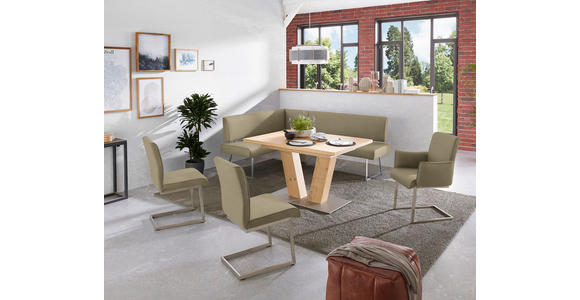 ECKBANK 137/208 cm  in Grün, Edelstahlfarben  - Edelstahlfarben/Grün, Design, Textil/Metall (137/208cm) - Dieter Knoll