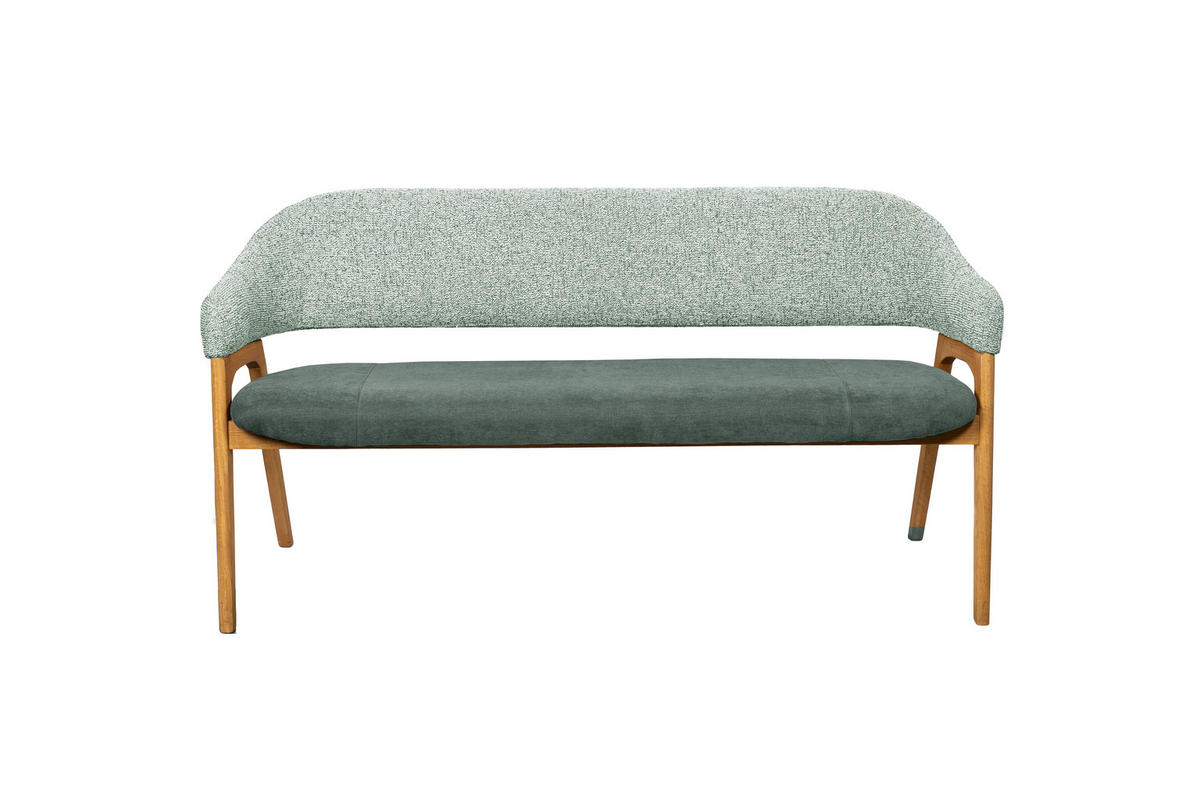 SITZBANK 168/84/56 cm Batist, Bouclé Grün Holz  - Eichefarben/Grün, KONVENTIONELL, Holz/Textil (168/84/56cm) - Linea Natura