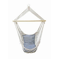 HÄNGESESSEL 70/130/60 cm  - Blau/Weiß, MODERN, Holz/Textil (70/130/60cm) - Gardenson