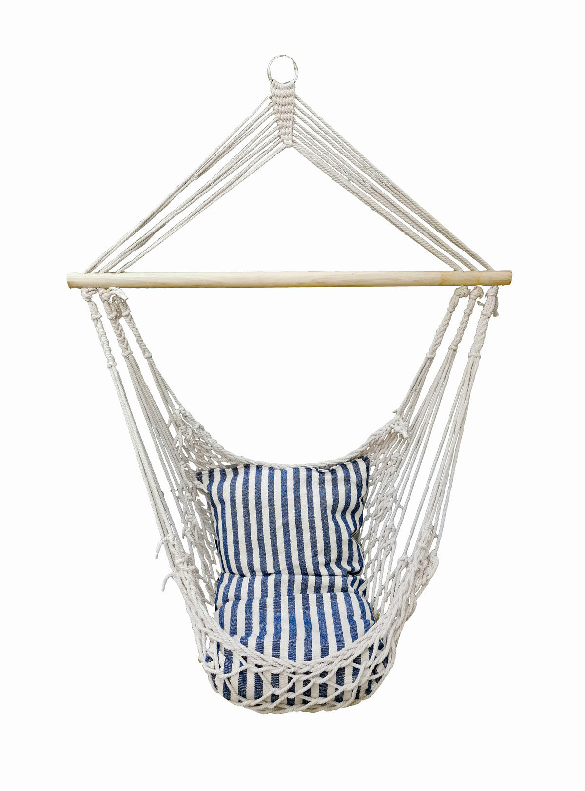 HÄNGESESSEL 70/130/60 cm  - Blau/Weiß, MODERN, Holz/Textil (70/130/60cm) - Gardenson