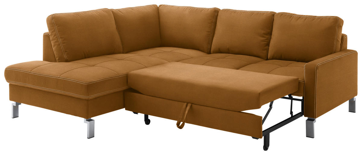 ECKSOFA in Mikrofaser Goldfarben  200/229 cm  - Chromfarben/Beige, Design, Textil/Metall (200/229cm) - Pure Home Lifestyle