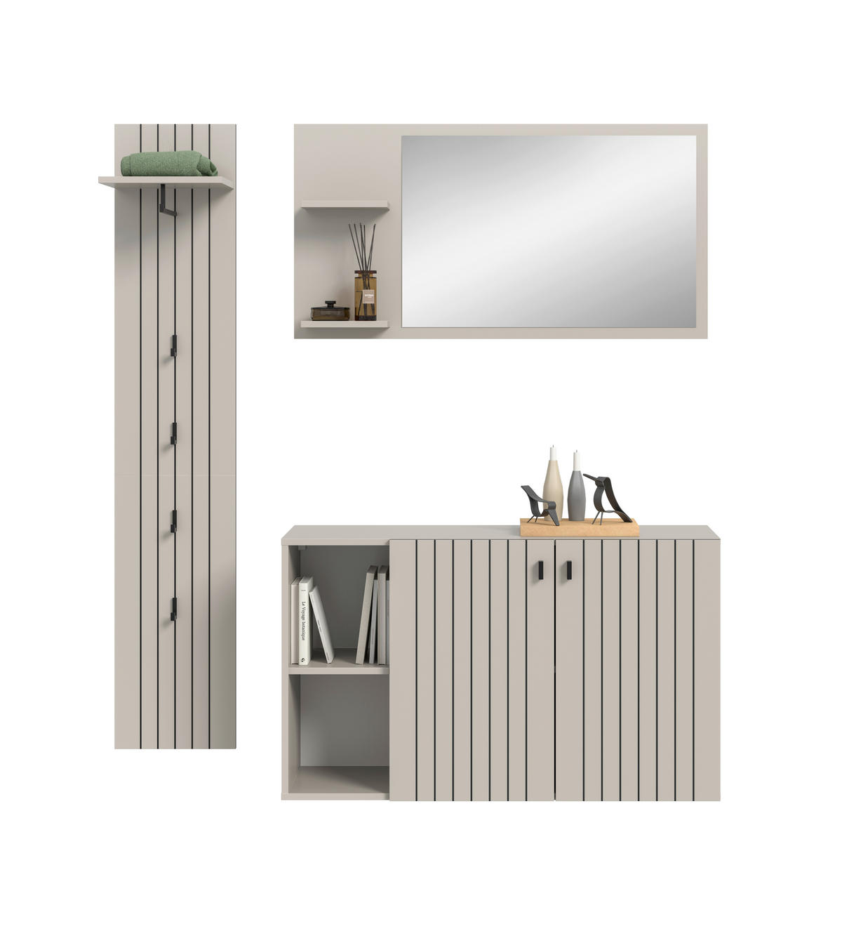 GARDEROBE 3-teilig  in 152/192/37 cm  - Kaschmir, Design, Holzwerkstoff (152/192/37cm) - MID.YOU