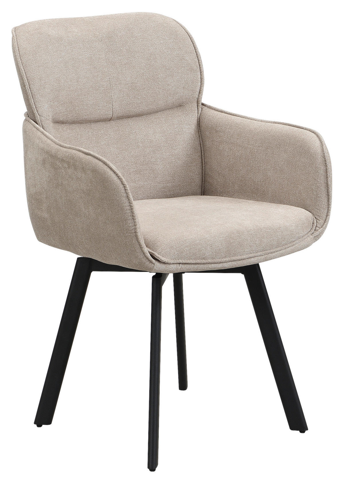 STUHL-SET Webstoff Schwarz, Taupe  - Taupe/Schwarz, MODERN, Textil/Metall (61/90/63cm) - MID.YOU