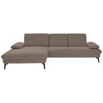 ECKSOFA Dieter Knoll in Chenille, Mikrofaser Greige  157/299 cm  - Greige/Schwarz, Design, Textil/Metall (157/299cm) - Dieter Knoll
