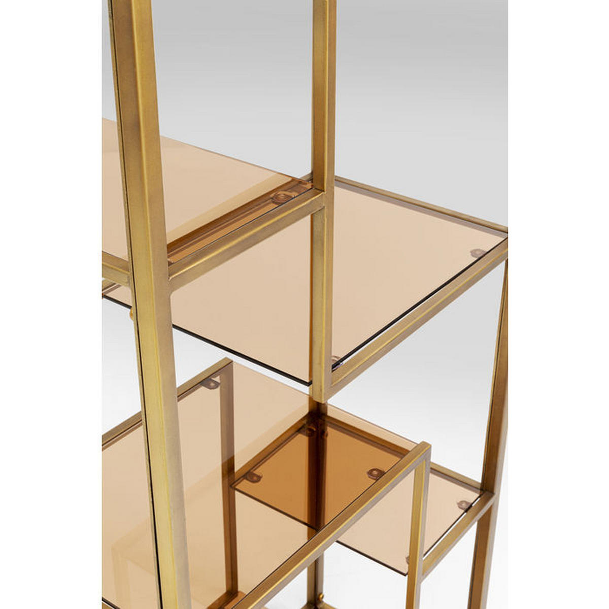 REGAL Goldfarben, Hellbraun  - Hellbraun/Goldfarben, Design, Glas/Metall (60/195/30cm) - Kare-Design