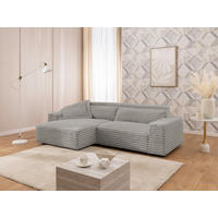 ECKSOFA Cord Grau  - Schwarz/Grau, Design, Kunststoff/Textil (251/142cm) - P & B