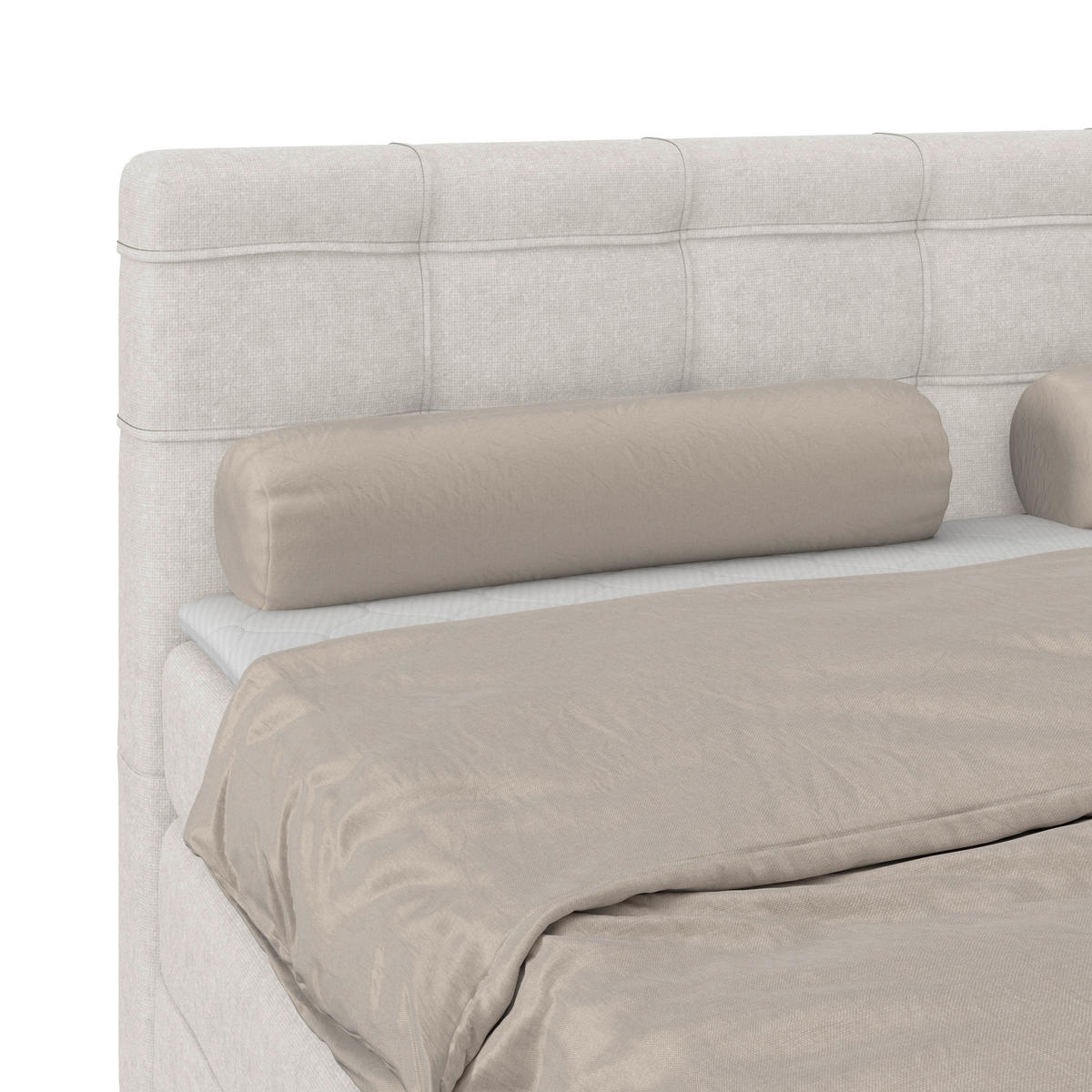 BOXSPRINGBETT 200/200 cm,  in Beige, H3 = fest  - Beige/Schwarz, KONVENTIONELL, Kunststoff/Textil (200/200cm)