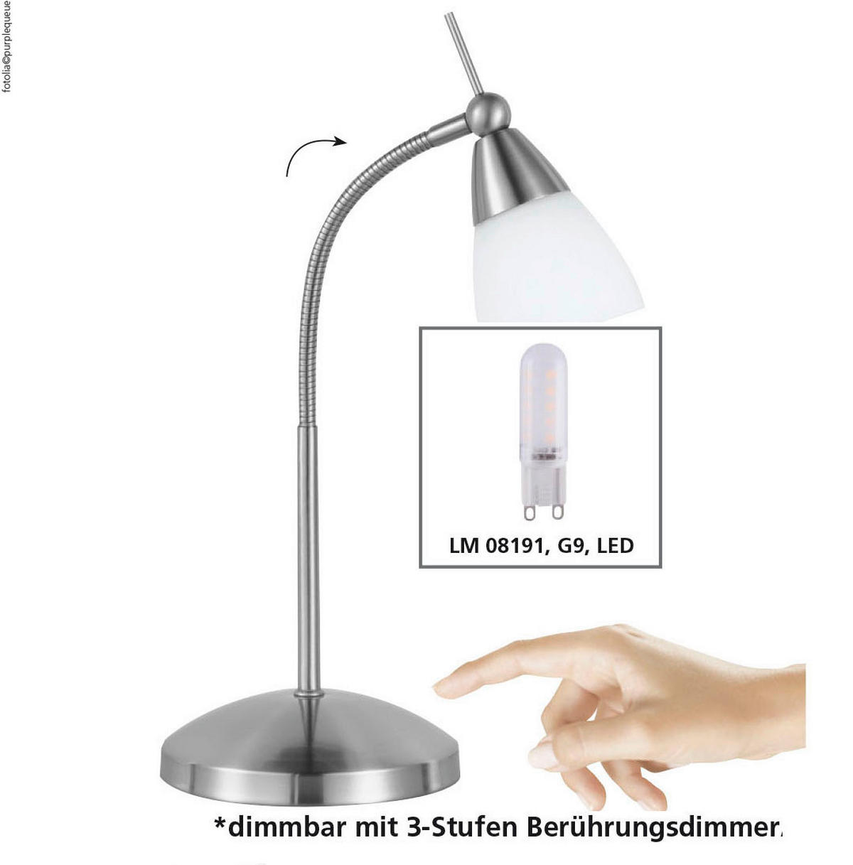LED-TISCHLEUCHTE 30/29.5/45 cm   - Edelstahlfarben, Basics, Glas/Metall (30/29.5/45cm) - Paul Neuhaus