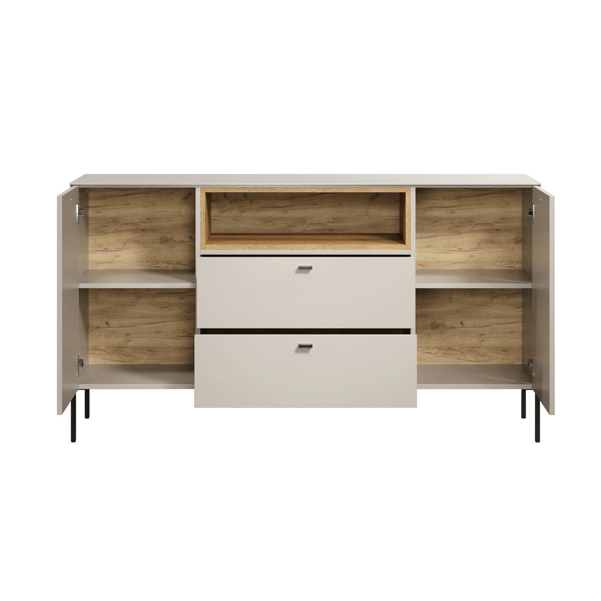 SIDEBOARD Sao Paulo WO 154/85/42 cm 2 Schublade(n)  - Kaschmir/Eichefarben, Basics, Holzwerkstoff/Metall (154/85/42cm) - MID.YOU