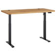 SCHREIBTISCH 160/77/76-119 cm Eichefarben elektrisch höhenverstellbar  - Eichefarben/Schwarz, MODERN, Holz/Metall (160/77/76-119cm) - Linea Natura