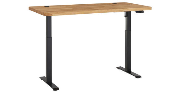 SCHREIBTISCH 160/77/76-119 cm Eichefarben elektrisch höhenverstellbar  - Eichefarben/Schwarz, MODERN, Holz/Metall (160/77/76-119cm) - Linea Natura