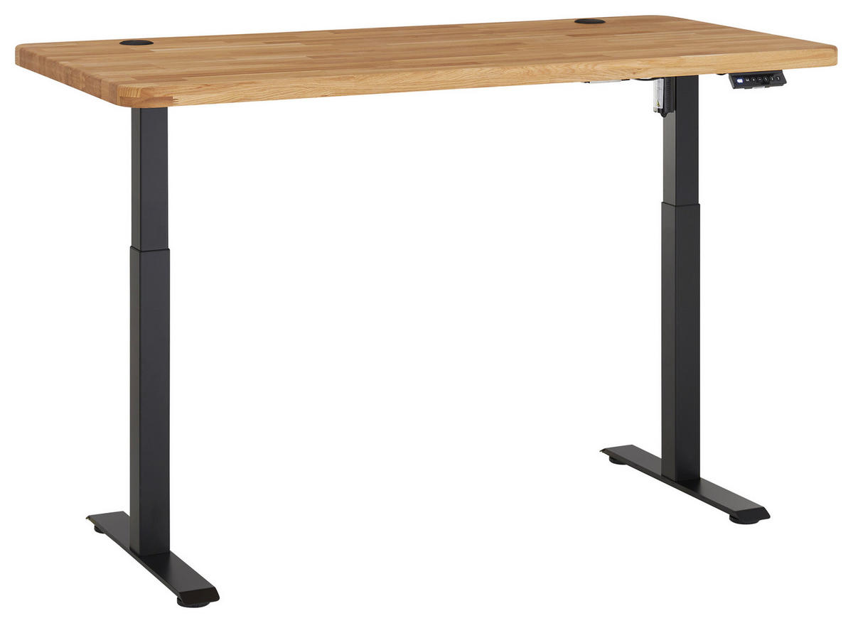 SCHREIBTISCH 160/77/76-119 cm Eichefarben elektrisch höhenverstellbar  - Eichefarben/Schwarz, MODERN, Holz/Metall (160/77/76-119cm) - Linea Natura