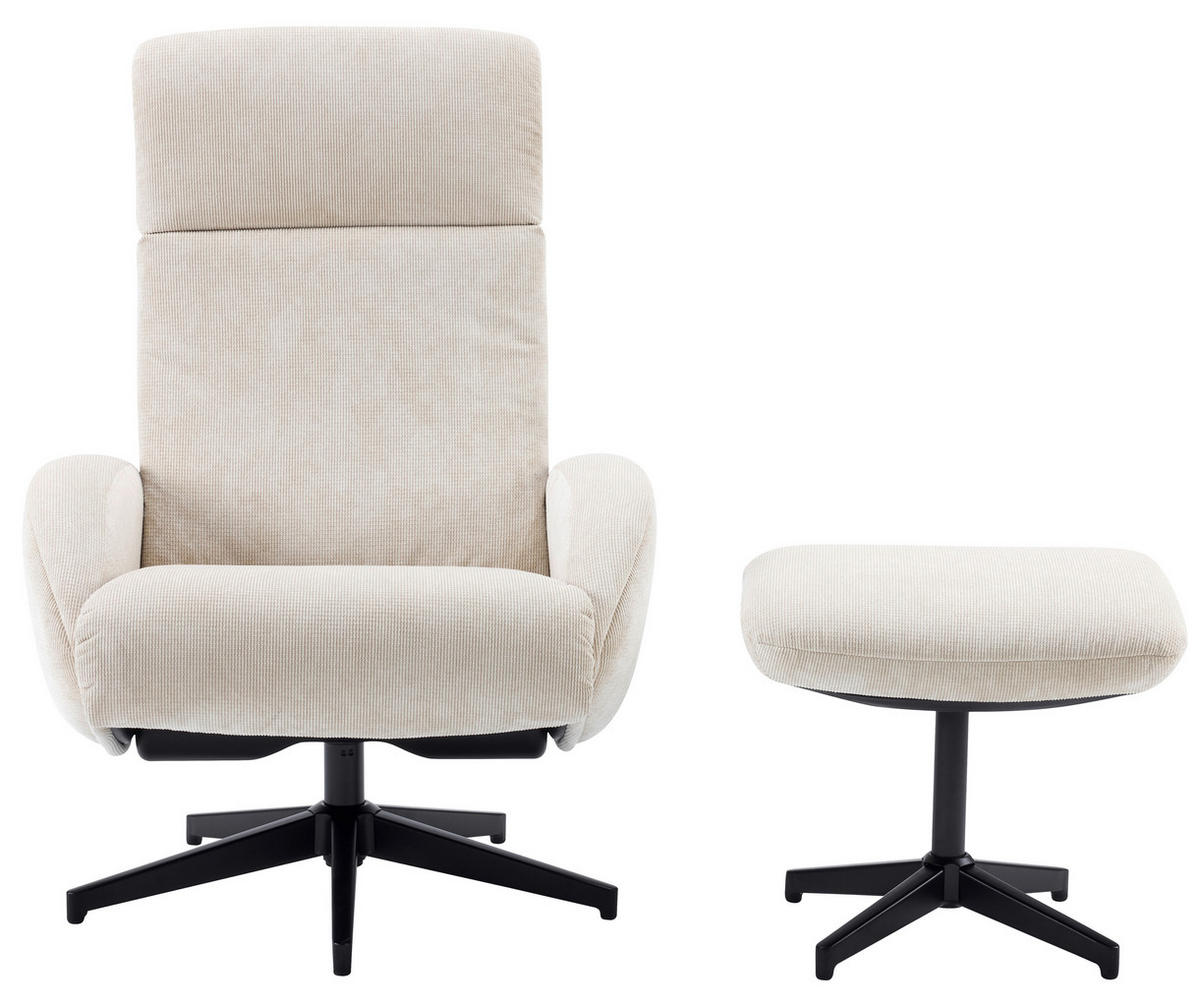 RELAXSESSELSET BASTY Webstoff Hocker    - Beige/Schwarz, Design, Textil/Metall (75/107/77cm) - Livetastic