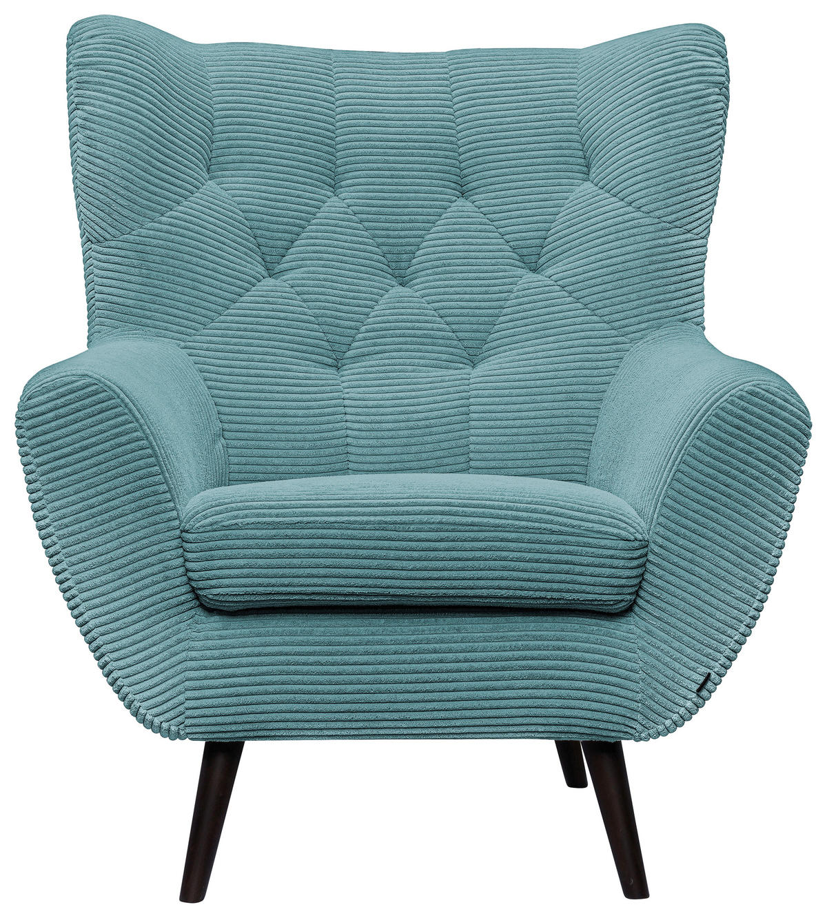 SESSEL in Cord Türkis  - Türkis/Schwarz, Design, Holz/Textil (87/101/95cm) - Stylife