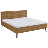 POLSTERBETT 180/200 cm, inkl.  in Bernsteinfarben  - Bernsteinfarben/Schwarz, Basics, Holz/Textil (180/200cm) - Boxxx