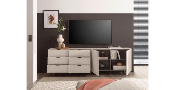 TV-ELEMENT Schwarz, Kaschmir  220/70/38 cm  - Kaschmir/Schwarz, MODERN, Holzwerkstoff/Metall (220/70/38cm) - Carryhome