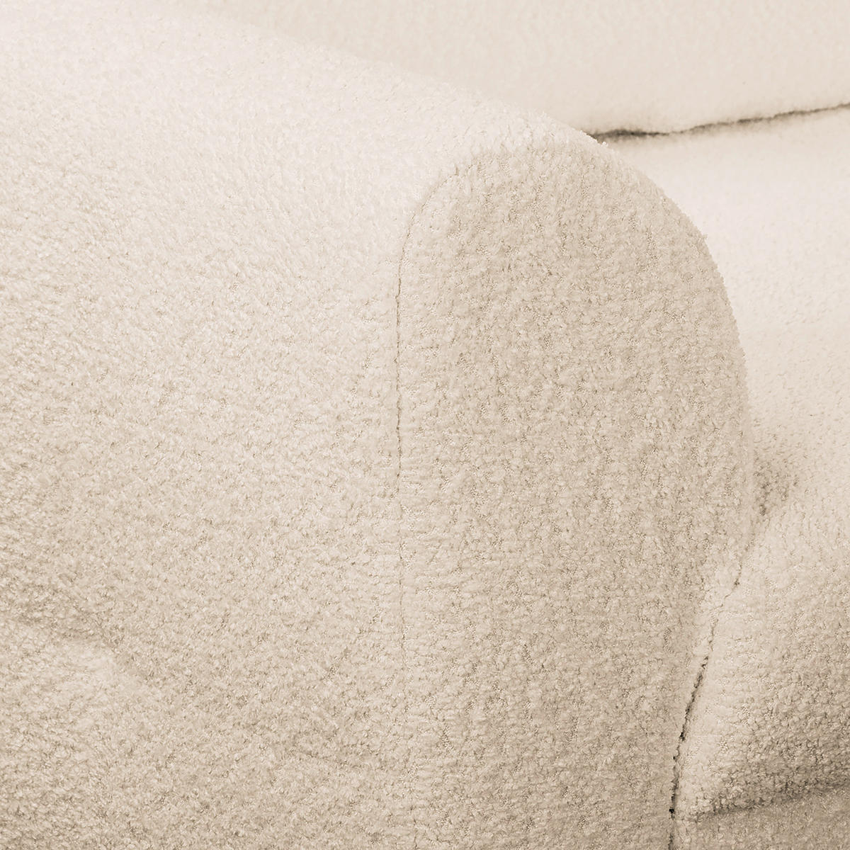 ECKSOFA inkl. Hocker Ariella Weiß Bouclé  - Naturfarben/Weiß, Design, Holz/Textil (231/161cm) - Livetastic