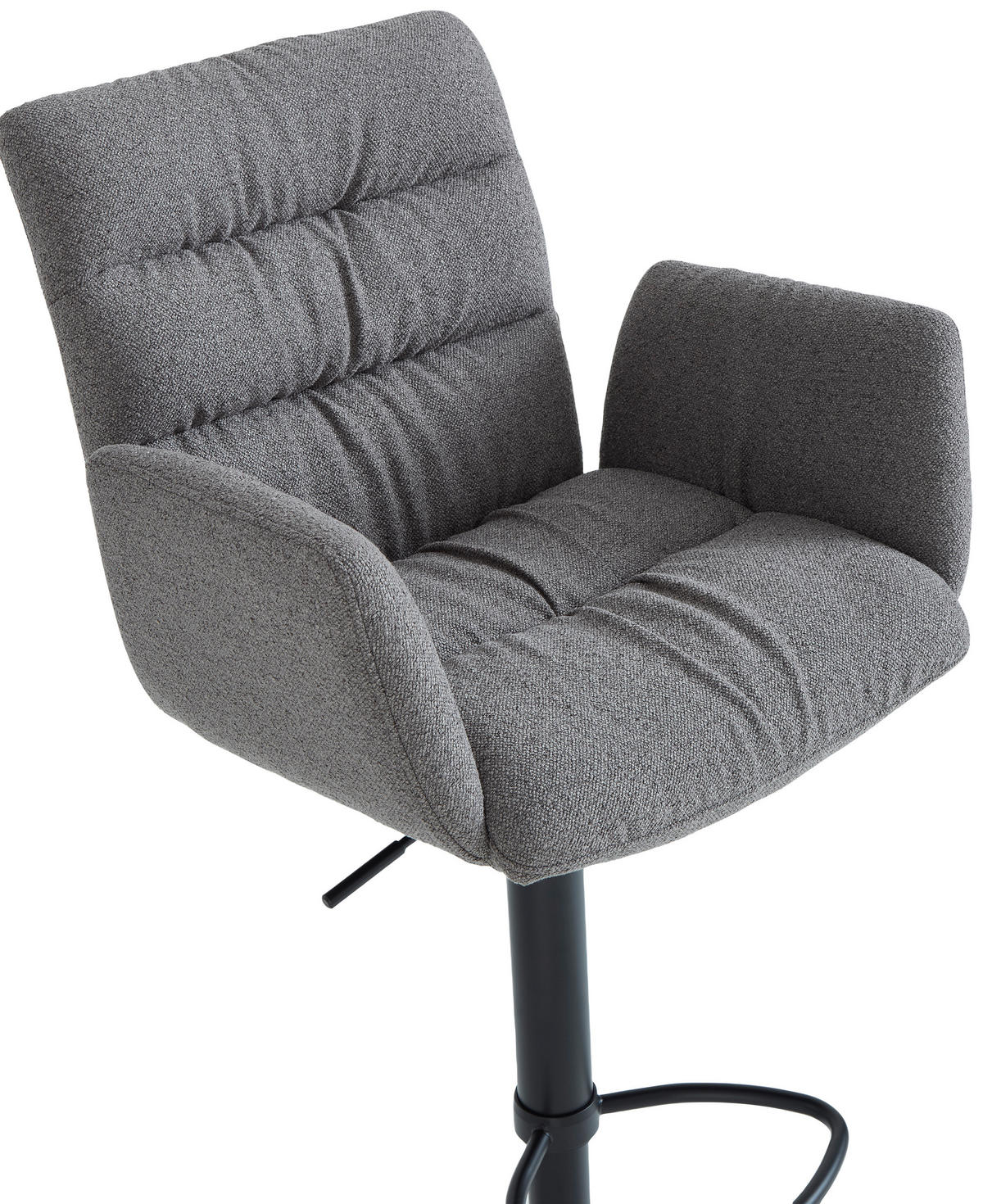 BARHOCKER Leinenoptik Schwarz, Cappuccino Stahl Sitzfläche 360° drehbar  - Schwarz/Cappuccino, Design, Textil/Metall (58/107-125/57cm) - Dieter Knoll