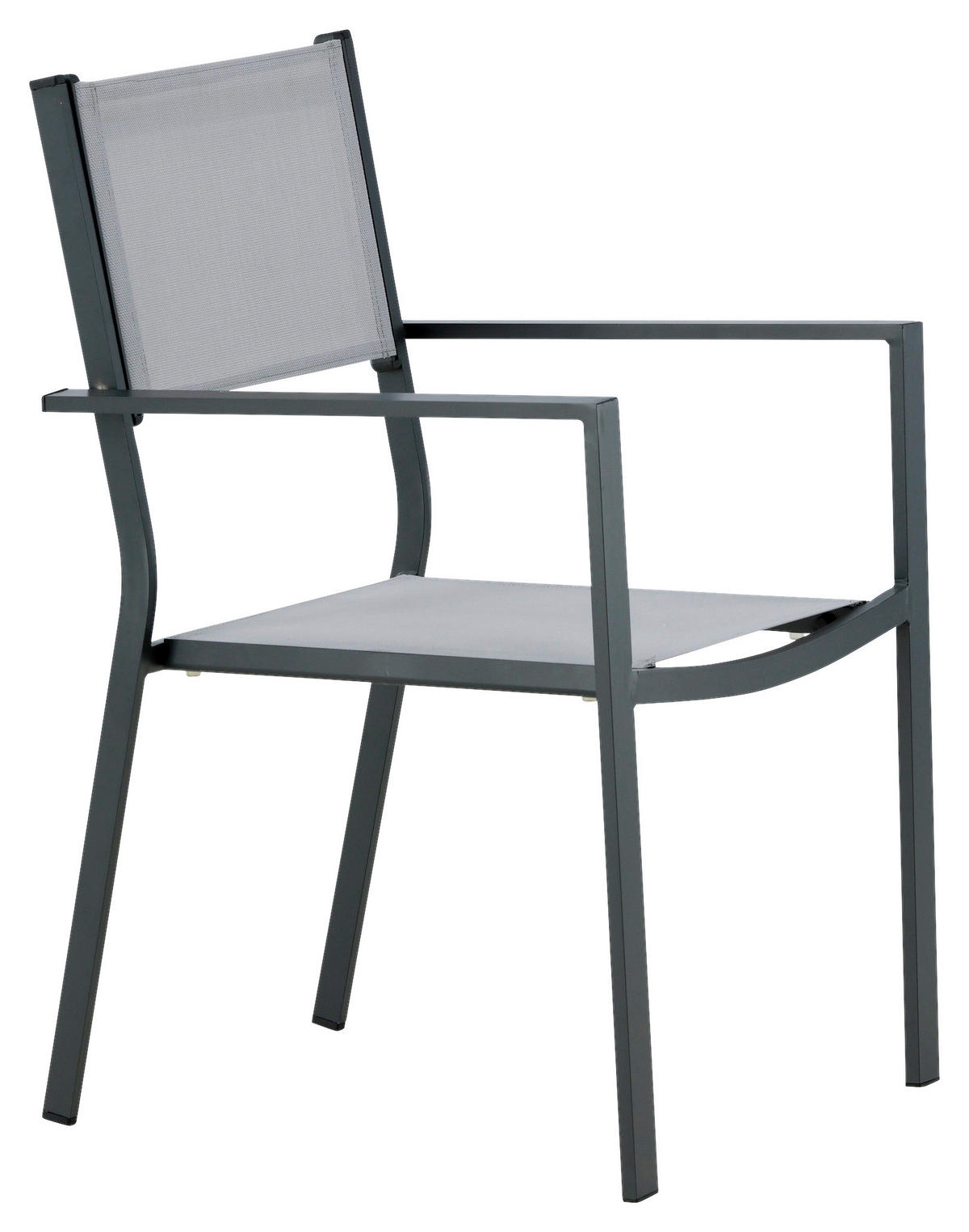 Stapelsessel 2er-Set - Schwarz/Grau, KONVENTIONELL, Textil/Metall (56,5/88/61cm) - Gardenson