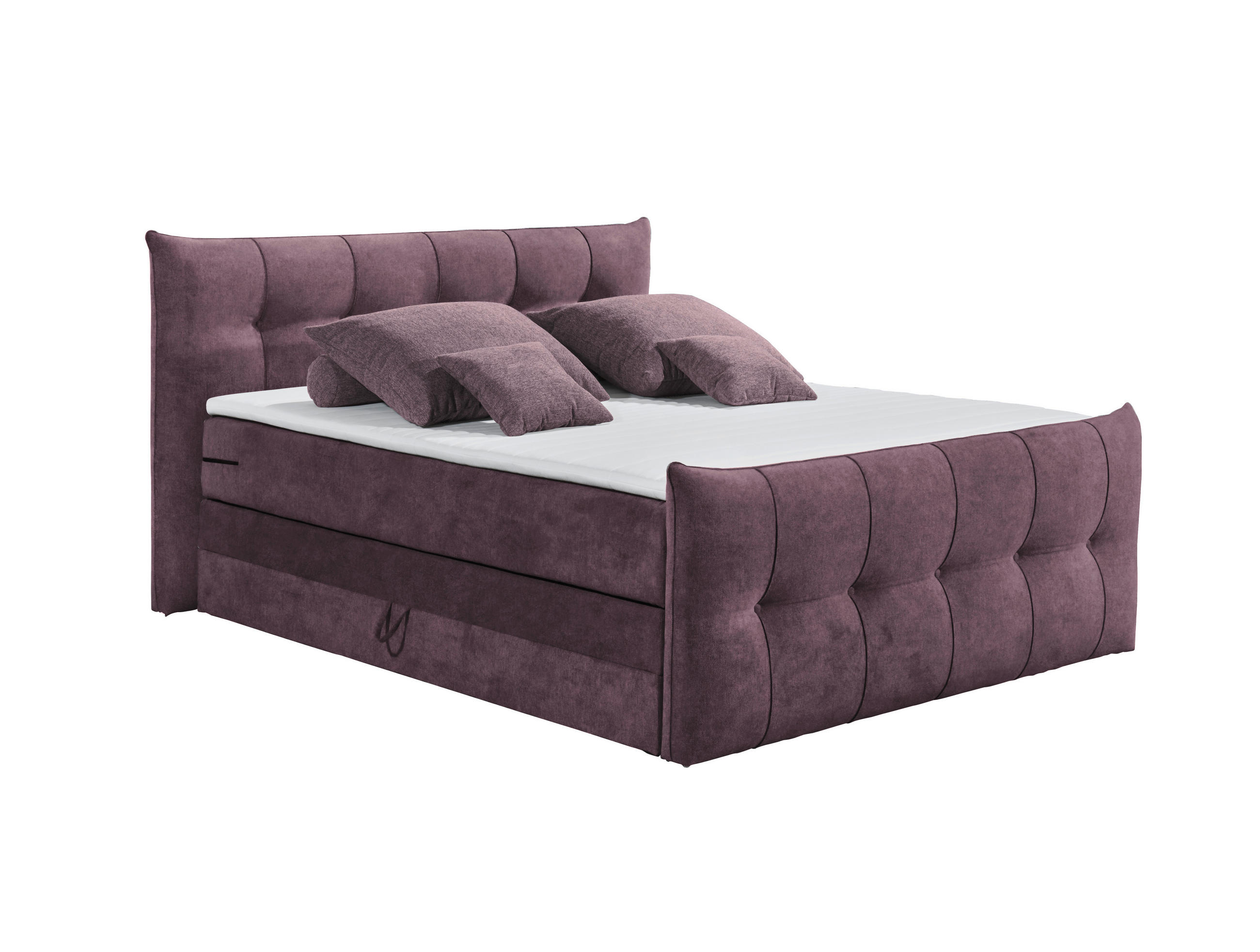 BOXSPRINGBETT 180/200 cm  in Aubergine  - Aubergine/Schwarz, KONVENTIONELL, Kunststoff/Textil (180/200cm) - Esposa