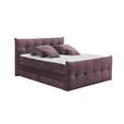 BOXSPRINGBETT 180/200 cm,  in Aubergine, Matratze, Bettkasten, Topper, H3 = fest, H4 = sehr fest, Wendematratze mit unterschiedlichen Härtegraden  - Aubergine/Schwarz, KONVENTIONELL, Kunststoff/Textil (180/200cm) - Esposa